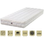 Literie Julien - Matelas Face été contact Latex 80 Kg/m3 Face Hiver Mémoire de forme 60 Kg/m3 90x190 x 21 cm Ferme + Oreiller Visco + Alèse - Spécial