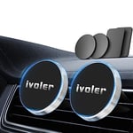 ivoler [Lot de 2 Support Telephone Voiture, Porte Téléphone Magnetique Portable Grille Aeration Aimant Compatible pour Smartphone, avec 4 Plaques Métalliques – Argent