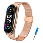 BDIG Mi Band 5 Strap Mi Band 6 Straps Bracelet Replacement, Stainless Steel Metal Wrist Strap Wristband WatchBand Accessories for Xiaomi Mi Band 4 Miband 3