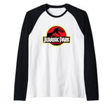 Jurassic Park Classic T-Rex Skeleton Logo Vintage Raglan Baseball Tee