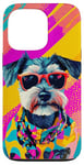 Coque pour iPhone 13 Pro Figurine schnauzer miniature tendance et colorée Pop Art