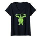 Womens Sea Turtle Ocean Shell Yeah Turtle Lover V-Neck T-Shirt