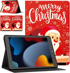 Tablet Noël Coque Pour Apple Ipad 9.7 2018/2017 9.7 Cuir Pu En Silicone Housse Avec Fonction De Support Anti-Chute Cover De Protection Christmas Motif-Père Noël