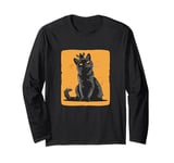 Funny Black Cat with Crown for a Royal Comedy Vibe Long Sleeve T-Shirt