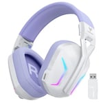 WESEARY Gaming Wireless Headset for PC, PS5, PS4, Mac, Switch | 2.4GHz USB Gaming Headphones with 50mm Drivers, Stereo Surround Sound, Noise-Canceling Mic, 50Hr Battery Life, Cool RGB Lights