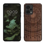 Wooden Case for Xiaomi Redmi Note 12 5G POCO X5 5G Indian Sun