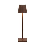 Zafferano, Lampe Poldina Micro, Lampe de Table Rechargeable et Sans Fil avec Contrôle Tactile, Convient pour le Salon et l'Extérieur, Dimmer 2200-3000 K, Hauteur 27,5 cm, Couleur Corten