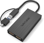 Adaptateur USB 3.0 ou USB C vers HDMI pour Deux moniteurs, Adaptateur Graphique vidéo Universel pour Mac et Windows, Thunderbolt 3/4, USB 3.0 ou USB-C, 1080p@60Hz