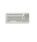 CHERRY G80-1800, disposition allemande, clavier QWERTZ, clavier filaire, clavier mécanique compact, peu encombrant, ergonomique, CHERRY MX SWITCHES, gris clair