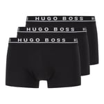 Hugo Boss Mens Bodywear Three Pack Regular Rise Black Boxer Trunks Cotton - Size Large