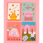 4pk Rabbit Bear Animal Friends Cute Mini Notebooks Small Notepad Pocket Memo Pad