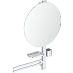 Ideal Standard - Alu+, Beauty Bar pour la Salle de Bain, Miroir Diamètre 50 cm, Tablettes de Rangement, Porte Serviettes, Argent Mat, BD587SI