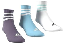 adidas Unisex Kids 3-Stripes Cushioned Sportswear Mid-Cut Socks 3 Pairs, shadow violet/light aqua/white/semi flash aqua, 7-8 Years