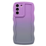 ZCDAYE Compatible with Samsung Galaxy S23 Ultra, Cute Neon Rainbow Gradient Color Curly Wave Frame Camera Protection Soft TPU Shockproof Case Cover for Samsung S23 Ultra 6.8 inch, Purple&Grey