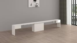 Dmora - Banc Ubertino, Siège pour Table à Manger, Banc Simple Extensible, 290x25h45 cm, Blanc Brillant