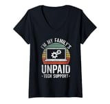 Womens I'm My Family's Unpaid Tech Support Funny Computer Engineer V-Neck T-Shirt