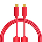 Dj Techtools Chroma Cable USB-C to C red, Câble USB 2.0 de haute qualité (contacts USB dorés, noyau en ferrite, longueur 1,0m, câble adaptateur, attache velcro intégrée), Rouge