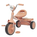 UBRAVOO Bébé Tricycle, Tricycle Pliable pour Tout-Petits avec Pédales, Lumières Cool, Roues Durables et Siège Confortable, Premier Tricycle pour Bébé de 1 à 5 Ans Filles, Garçons (Rose)