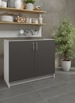 Kitchen Base Sink Unit 1000mm Storage Cabinet With Doors 100cm - Dark Grey Matt