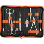 Kit manucure Solingen 12 pièces - kit ongle, coupe ongle, limes a ongles professionnelle, pince a epiler, repousse ongles, pousse cuticule, cuir véritable