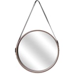 Miroir rond avec anse en pu Barber 40 cm