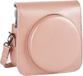 Housse de Protection Compatible avec Instax SQ6, Pochette Appareil Photo Sacoche Rangement Cuir PU Lisse avec Bandoulière (Blush Gold)