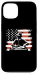 Coque pour iPhone 13 Drapeau américain DJ – Amoureux de la platine Deejay des États-Unis patriotiques