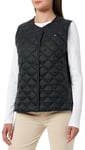 Tommy Hilfiger Veste sans Manches Femme Down Quilted Collarless Vest Fine, Noir (Black), S