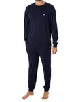 Emporio Armani Ensemble de Pyjama Interlock pour Homme avec Sweat-Shirt et Pantalon, Marine, S (Lot de 2)