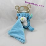 Doudou mouchoir chien BABY NAT' Pantin côtelés bleu 15 cm (MO4500)