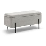 Drawer - Banc coffre en tissu et métal L100cm - Gris clair - kos