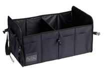 BLACK+DECKER Rangement Coffre de Voiture - Coffre Attelage 59 x 36 x 30 cm - avec 2 Compartiments - Organisateur de Voiture Pliable avec Poignées - Noir