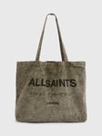 AllSaints Underground Acid Wash Graphic Tote Bag, Grass Green/Black