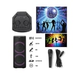 SONO ENCEINTE PORTABLE 200W SUR BATTERIE /SD/USB/BT/MP3 + TWS LEDS RGB et entrée MICRO pour la fête KARAOKE DISCO + Micro Dynamique