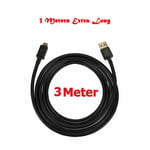 Black  Micro Usb Charging Cable Sync Charger Data Cord For Samsung Android LG-3m