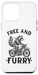 Coque pour iPhone 14 Pro Max Free And Furry Racoon Moto Rider Biker Raton laveur