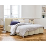 Elysia - lit coffre - 180x200 - en velours - sommier inclus - beige