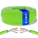 Mr. Tronic Vrac Câble Ethernet 50m, Bulk Reseau LAN Cable Ethernet Cat 6 Haut Debit pour Internet Rapide 1 Gbps 250 MHz, Cable Ethernet AWG24, Cat6 Câble en Vrac UTP CCA (50 Mètres, Vert)