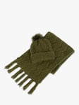 totes Cable Knit Hat and Scarf Gift Set, Khaki