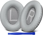 SoloWIT Replacement Earpads Cushions for Bose QuietComfort 35 (QC35) & Quiet Comfort 35 II (QC35 ii) Headphones, Ear Pads with Softer Leather, Noise Isolation Foam, Added Thickness (Grey)