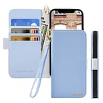 Butnyeoe Coque pour iPhone XR Rabat,Housse iPhone XR Clapet,Portefeuille Etui avec Fonction Support et Porte-Carte,Litchi Texturé Cuir/Antichoc Flip Cover Case.Bleu Clair