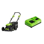 Greenworks GD40LM46SP Self Propelled Cordless Lawnmower with Brushless Motor & battery charger G40UC5 suitable for all batteries of the 40V Tools series)