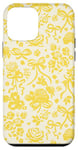 Coque pour iPhone 12 mini Dentelle jaune coquette avec nœuds et roses