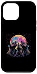 Coque pour iPhone 15 Pro Max Blaireau au miel Ratel hurlant lune