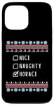 iPhone 13 Pro Max Nice, Naughty, Horace Christmas Ugly Sweater Style Case