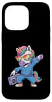 Coque pour iPhone 14 Pro Max Licorne dans les années 80 avec enregistreur cassette