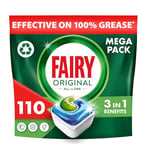 Fairy All-In-1 Dishwasher Tablets Bulk, Fairy Dishwasher Tablets, 110 Tablets, Original, Effective Even On Dried-On Grease, Dishwasher Tablets Fairy