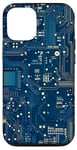 Coque pour iPhone 12/12 Pro Carte mère bleue vintage à pois avec circuit amusant