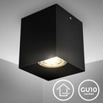 B.k.licht - spot en saillie carré, 80x80mm, douille GU10 pour ampoule led ou halogène de 50W max, spot plafond noir en métal, éclairage plafond