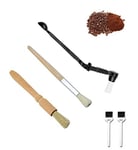 Lot de 5 brosses à café, Brosse à café, Brosse à café en Bois, Outils de Nettoyage du café avec cuillère pour Nettoyer la poussière de café